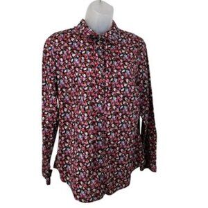 J. Crew Liberty Floral Sarah Ruffle Collar with Tie Button Down Shirt Size 12